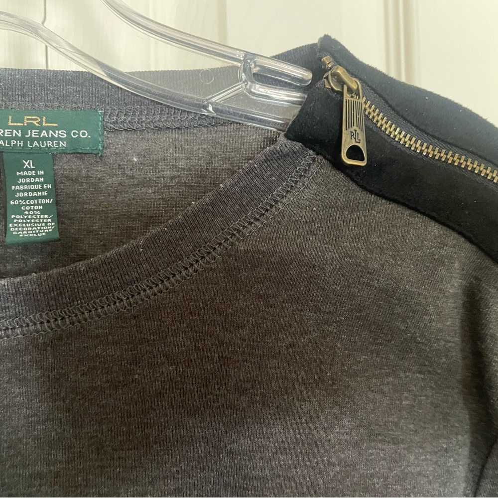 Ralph Lauren Charcoal Top with Gold Accent